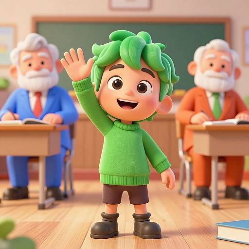 3D Animated Elf in Classroom