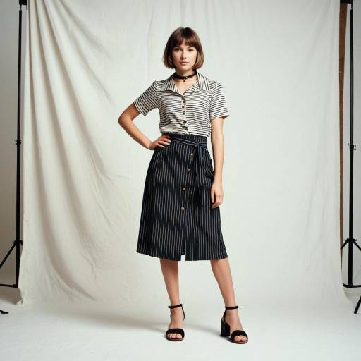 Young Woman in Striped Outfit Studio Portrait