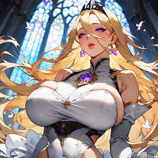 Corrupted Priestess with Glowing Purple Eyes