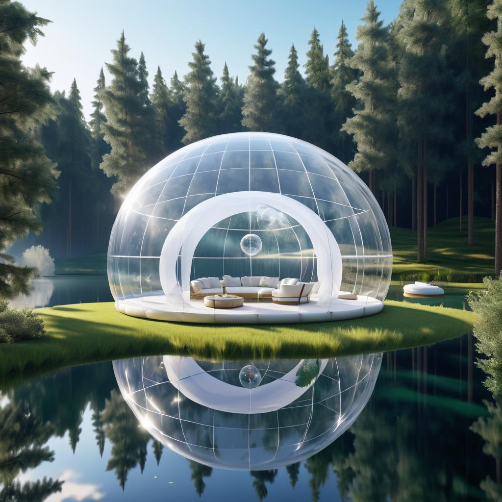 Floating Clear Tent in Serene Nature