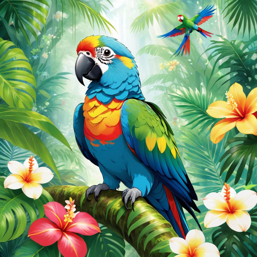 Vibrant Parrot in Tropical Rainforest