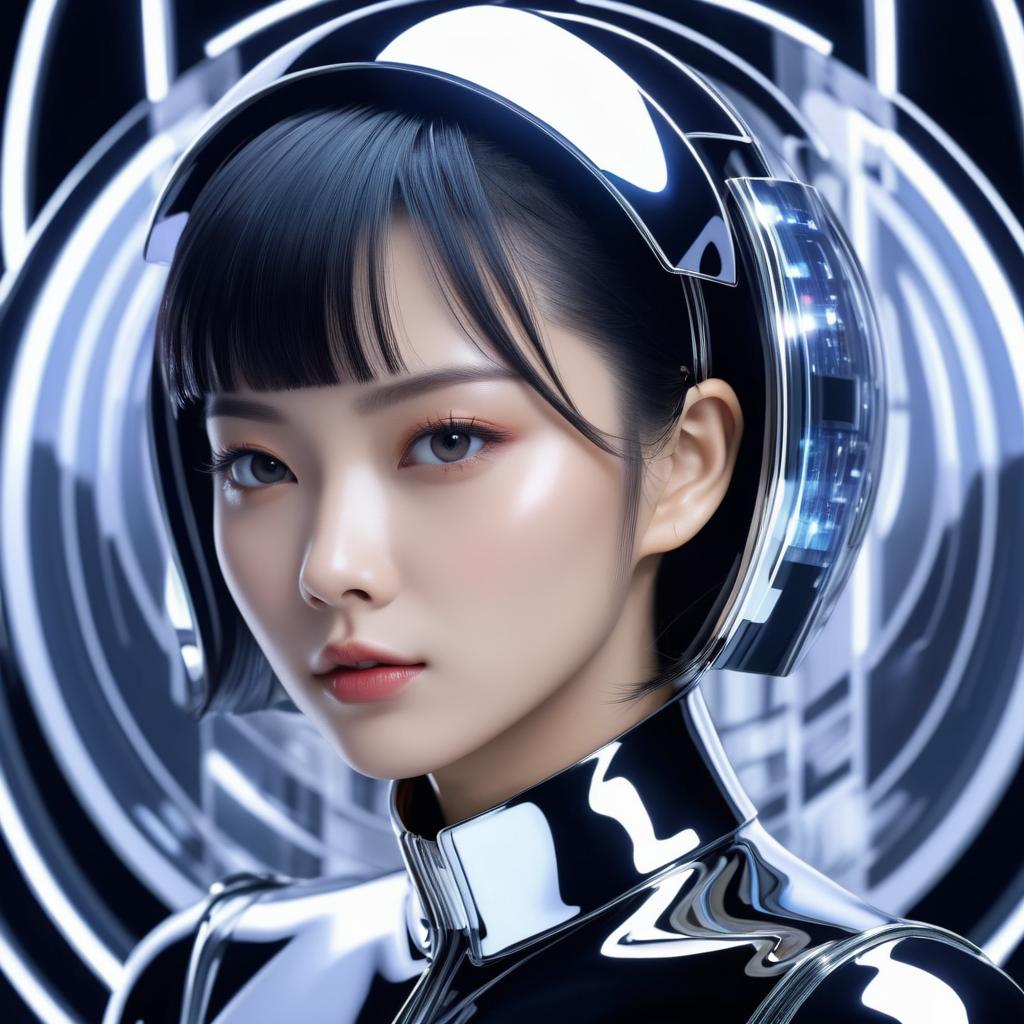 Elegant Futuristic Portrait of Asian Woman