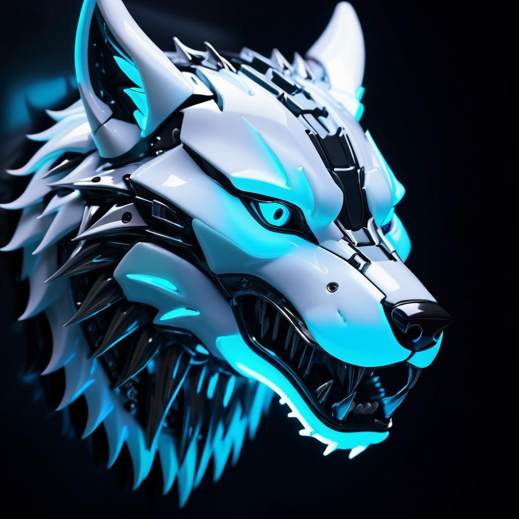 Ultra-Realistic Mechanical Wolf Portrait