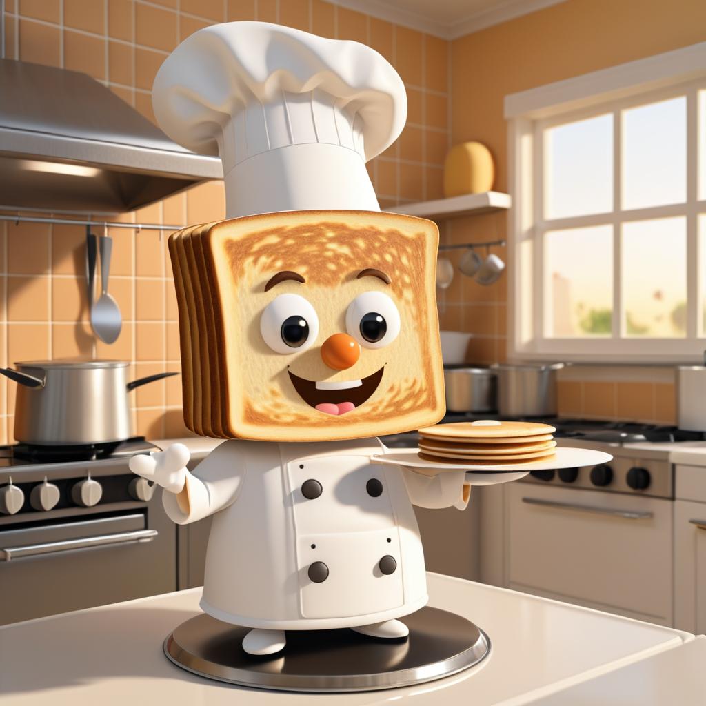 Chef Toaster Flipping Pancakes at Dawn