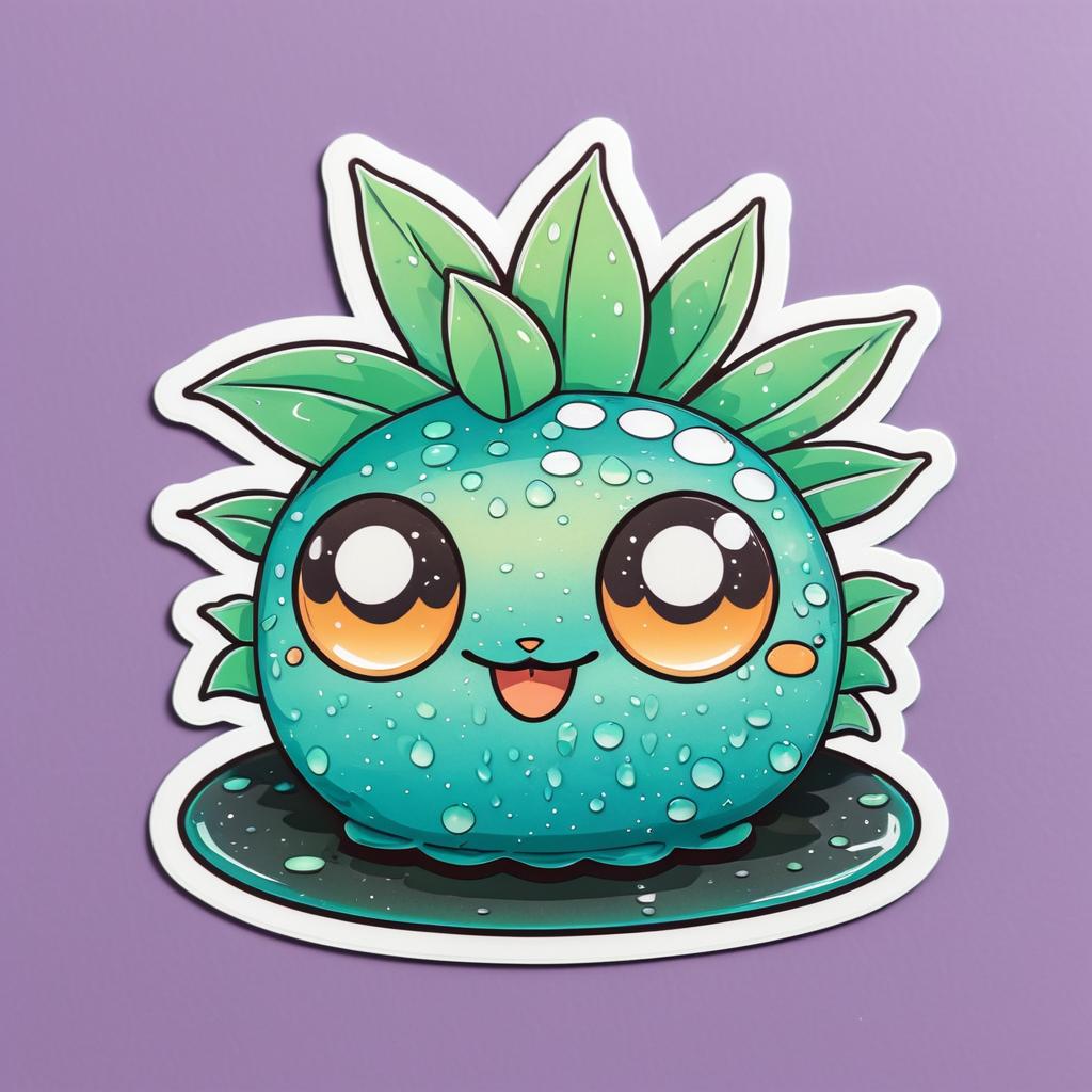 Kawaii Patina Succulent Sticker Design