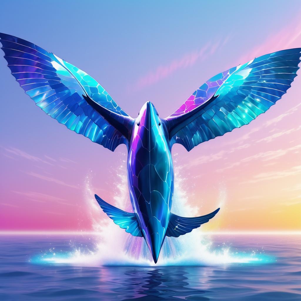 Majestic Whale with Wings in Digital Art