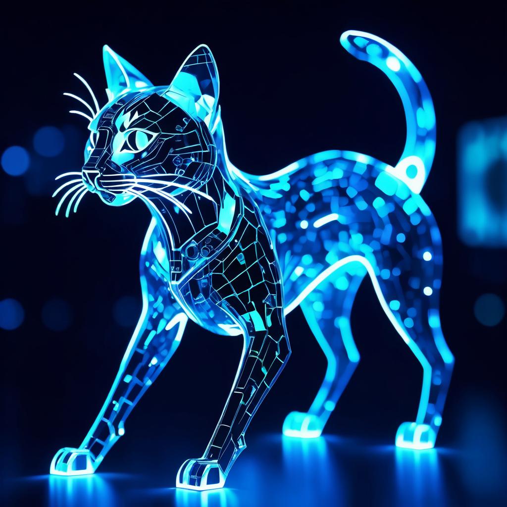 Phantasmagorical Robotic Cat Illustration