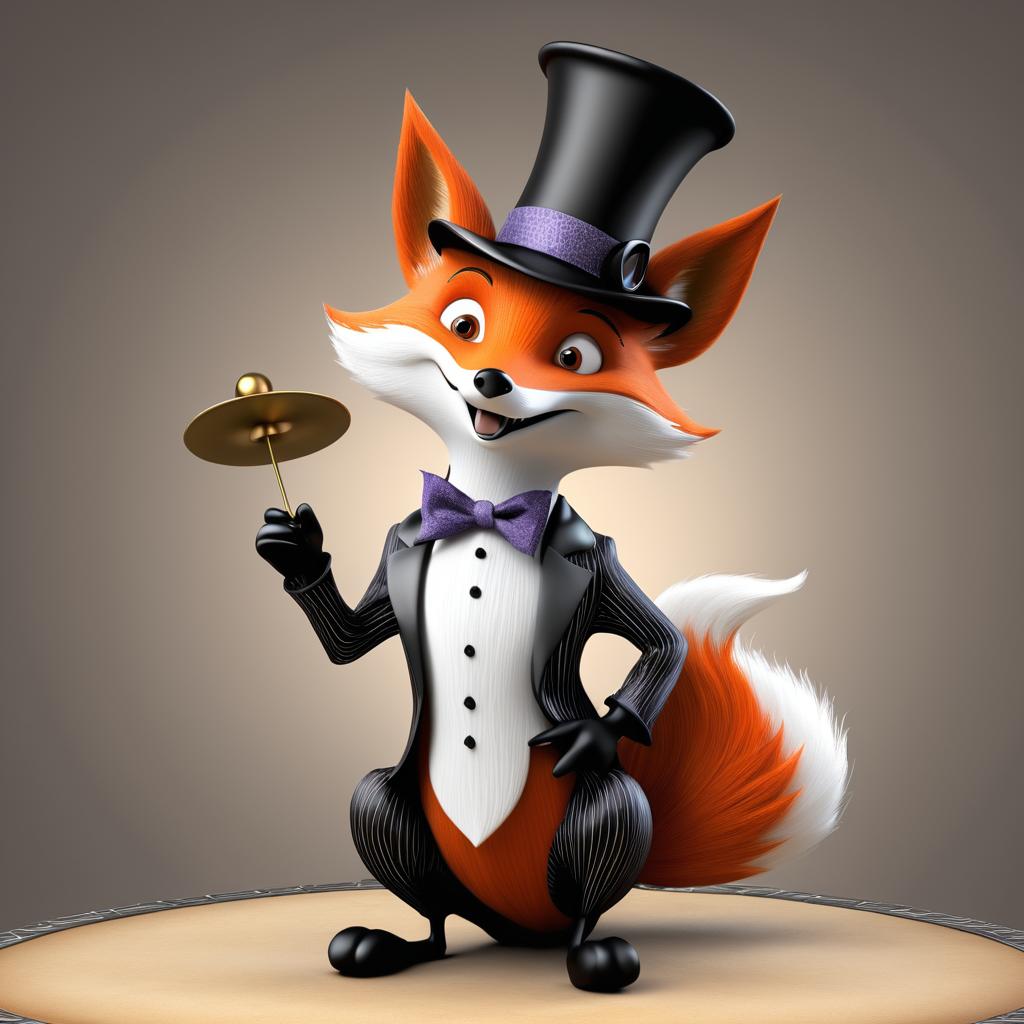 Whimsical Fox with Magical Top Hat