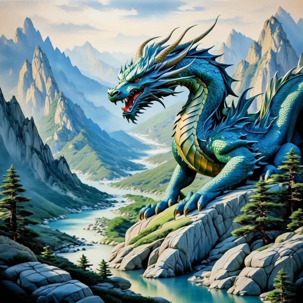 Realistic Dragon in Mountainous Landscape