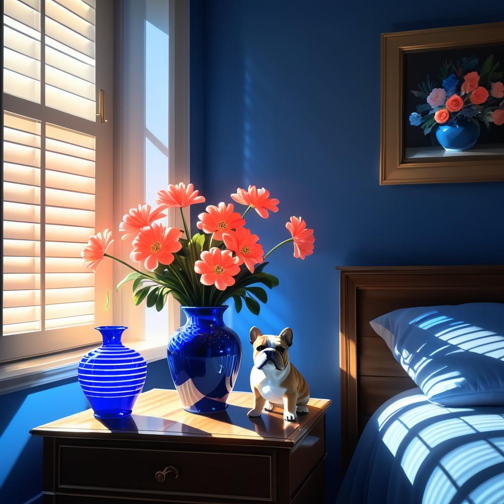 Realistic Bulldog in Sunlit Room