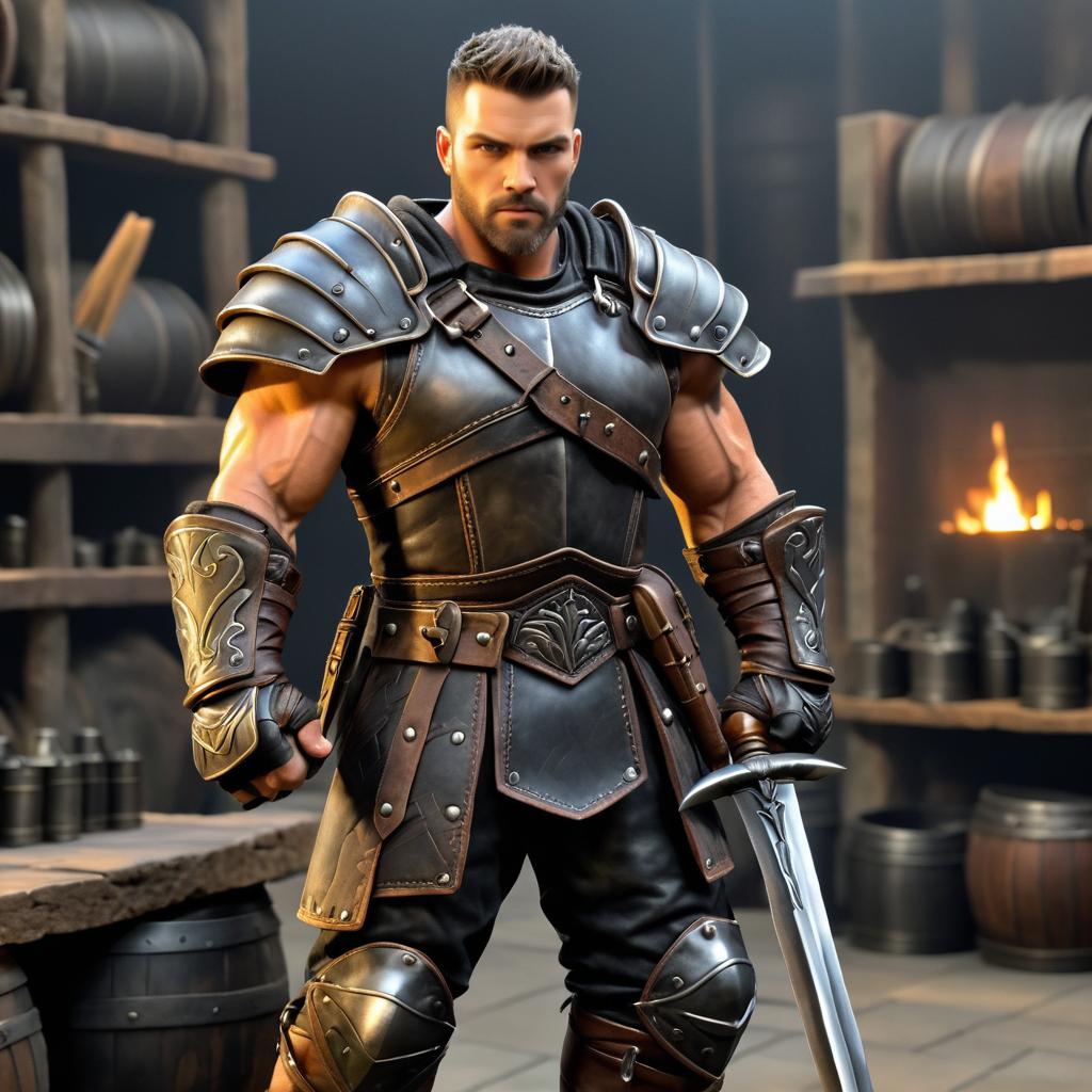 Realistic Portrait of a Warrior Blacksmith