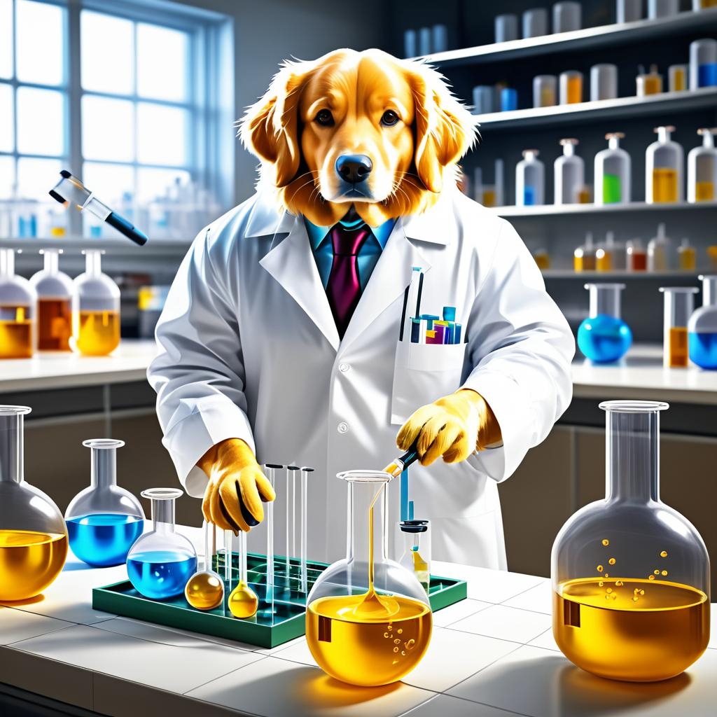 Humorous Golden Retriever Lab Scientist