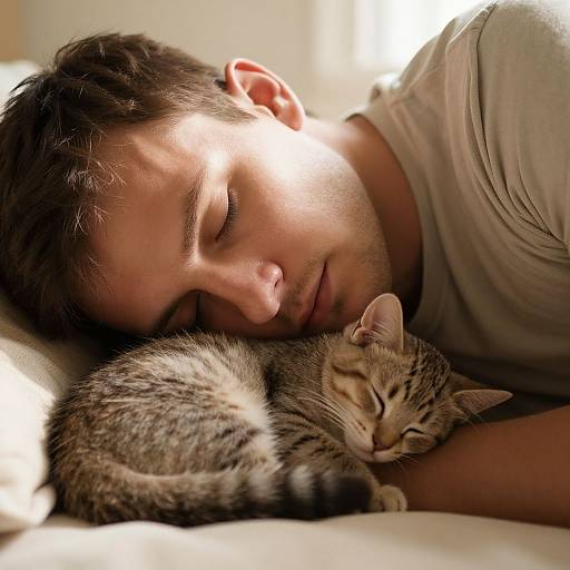 Serene Portrait of Man and Kitten