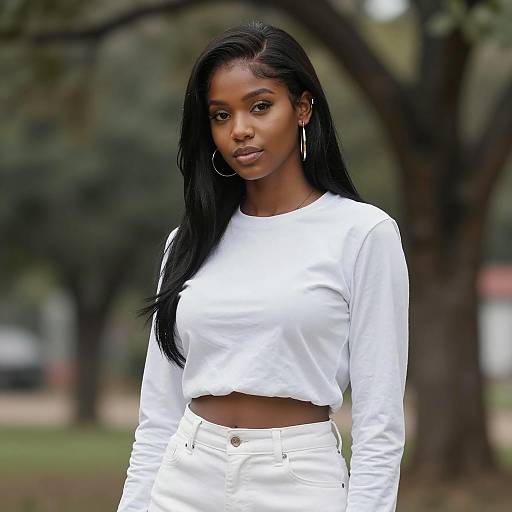 Solo Dark-Skinned Girl with Jewelry Outdoors