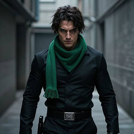 Muscular Man in Urban Alley