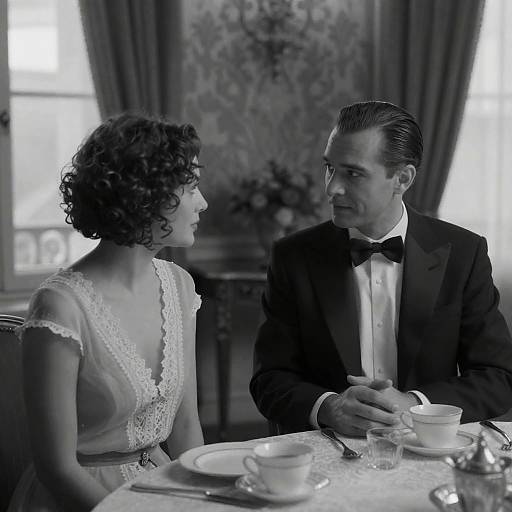 Elegant Black and White Dining Scene