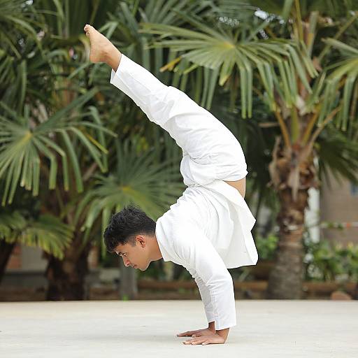 Young Man Yoga Pose Outdoors
