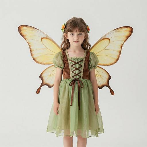 Girl in Fairy Costume with Yellow Wings