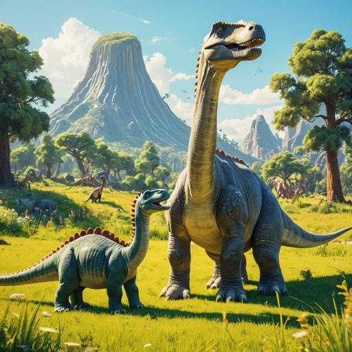 Disney-Style Diplodocus in Sunny Dinotopia Meadow Disney-Style Diplodocus in Sunny Dinotopia Meadow