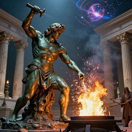 Ancient God Forging Hercules Statue