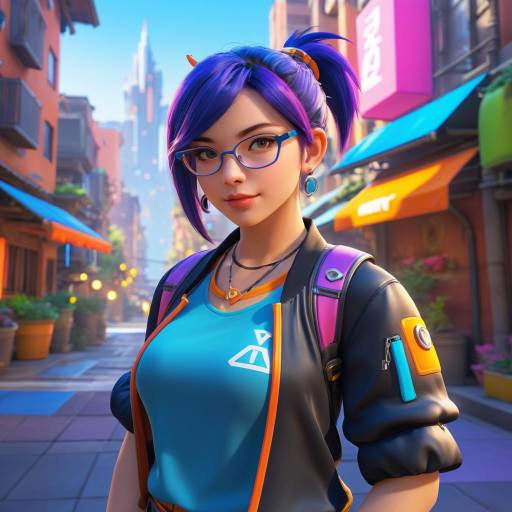 Playful Overwatch Character Portrait in Urban Setting