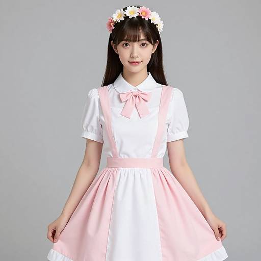 Girl in Pink Dress with Flower Headband