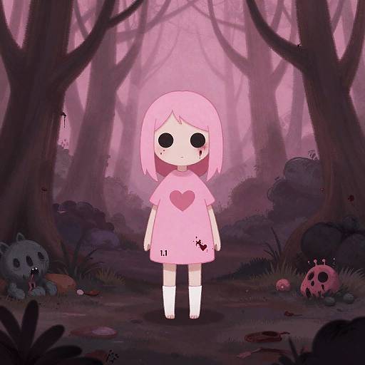 Undead Girl in Pink Mystery Forest