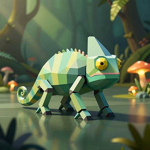 Isometric Low-Poly Robotic Chameleon