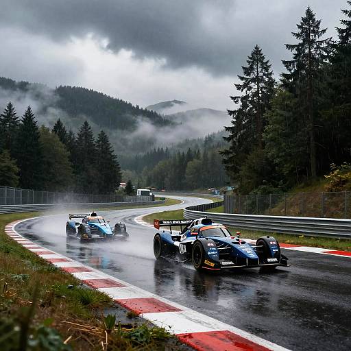 Rainy Mountain Racetrack Scene