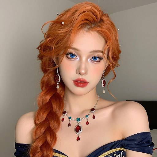 Elegant Girl with Jewelry and Makeup