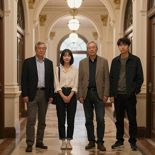 Elegant Group Portrait in Classic Hallway
