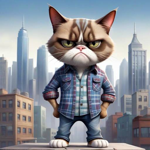 Grumpy Urban Cat Caricature Illustration Grumpy Urban Cat Caricature Illustration