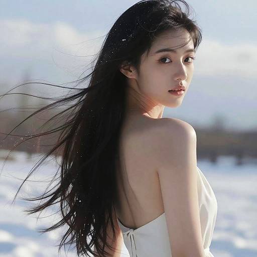 Detailed Portrait of Girl in Snow