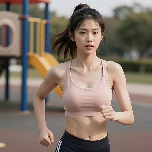 Photorealistic Female Sprinter on Playground