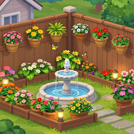 Vivid Gardening Bloxburg Backyard Scene