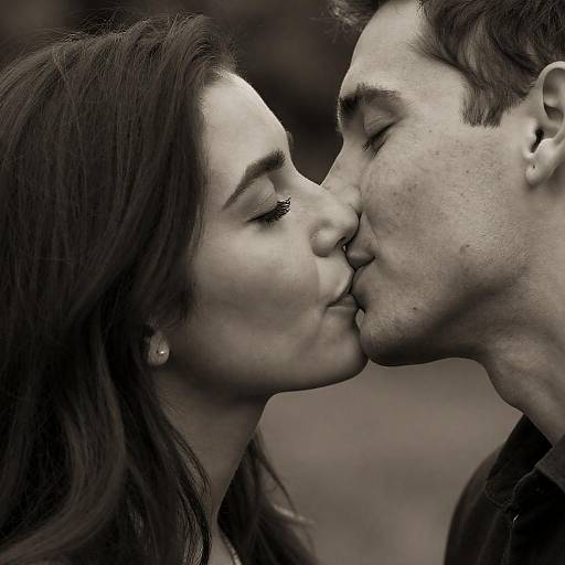 Intimate Sepia-Toned Kiss Capture