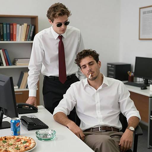 Office Encounter: Two Men at Work