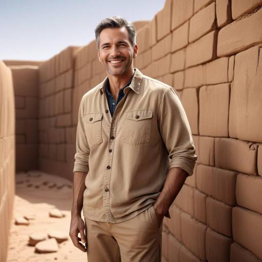 Smiling Man in Desert Archaeological Site