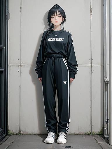 Casual Sporty Woman Full Body Portrait