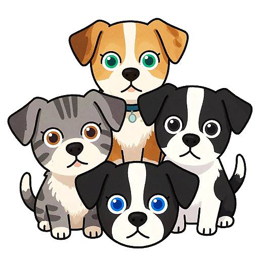 Playful Cartoon Puppies Trio