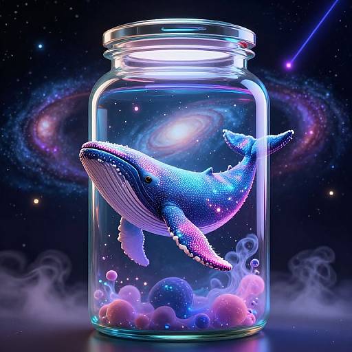 Futuristic Colorful Whale in Jar