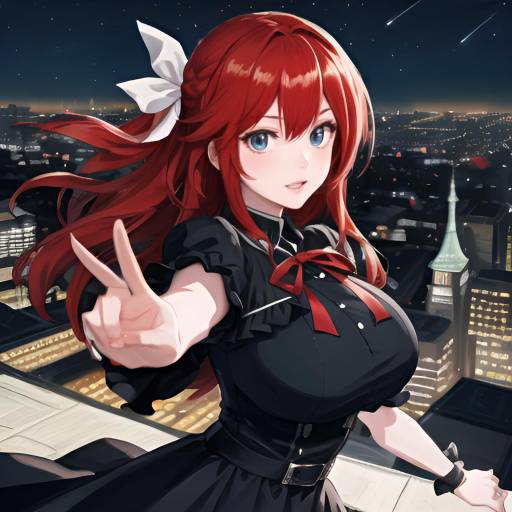 Aesthetic Anime Girl on a Rooftop