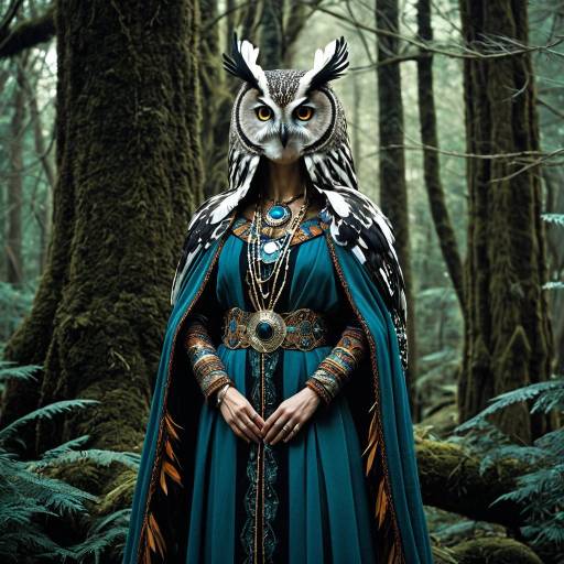 Mystic Owl Sorceress in Enchanted Forest