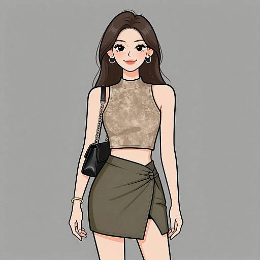 Chic Woman in Suede Crop Top