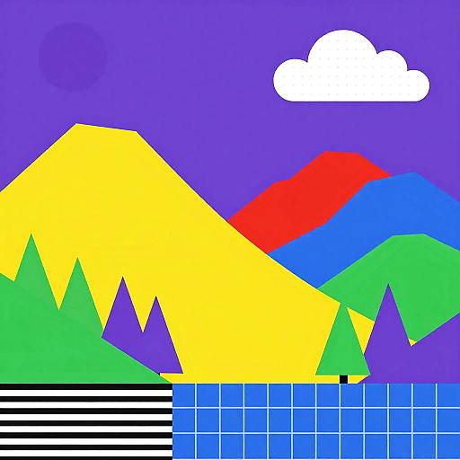 Vibrant Abstract Pop Art Mountains