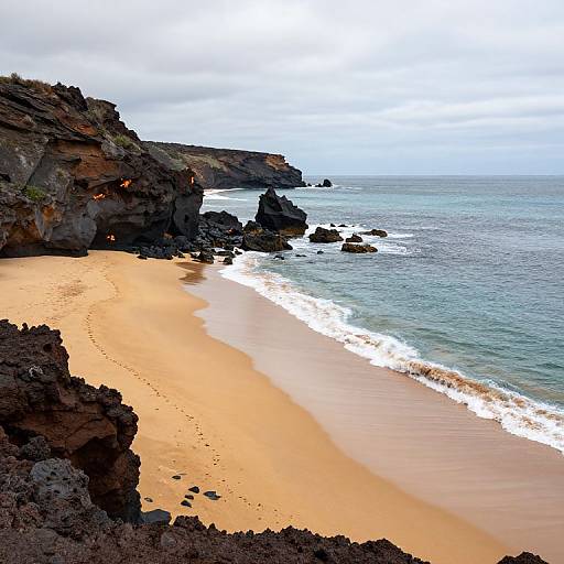 Golden Beach and Volcanic Cliffs Serenity