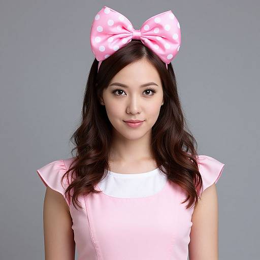 Woman in Pink Polka Dot Dress