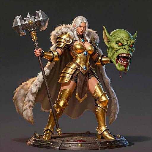 Fierce Warrior with Orc Head Illustration