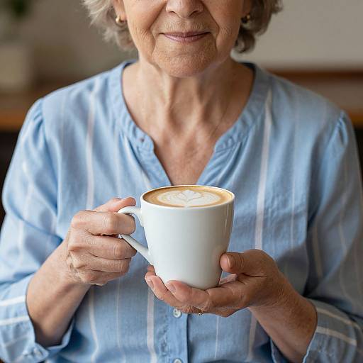 Elderly Woman with Coffee Cup