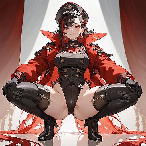 Red-Coated Marine Officer on Stage